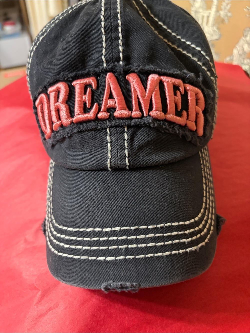 Black Baseball Cap with Pink 'DREAM' Embroidery - Picture 8 of 15